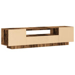 Tv-Benk Med Led-Lys Gammelt Tre 160X35X40 Cm Konstruert Tre