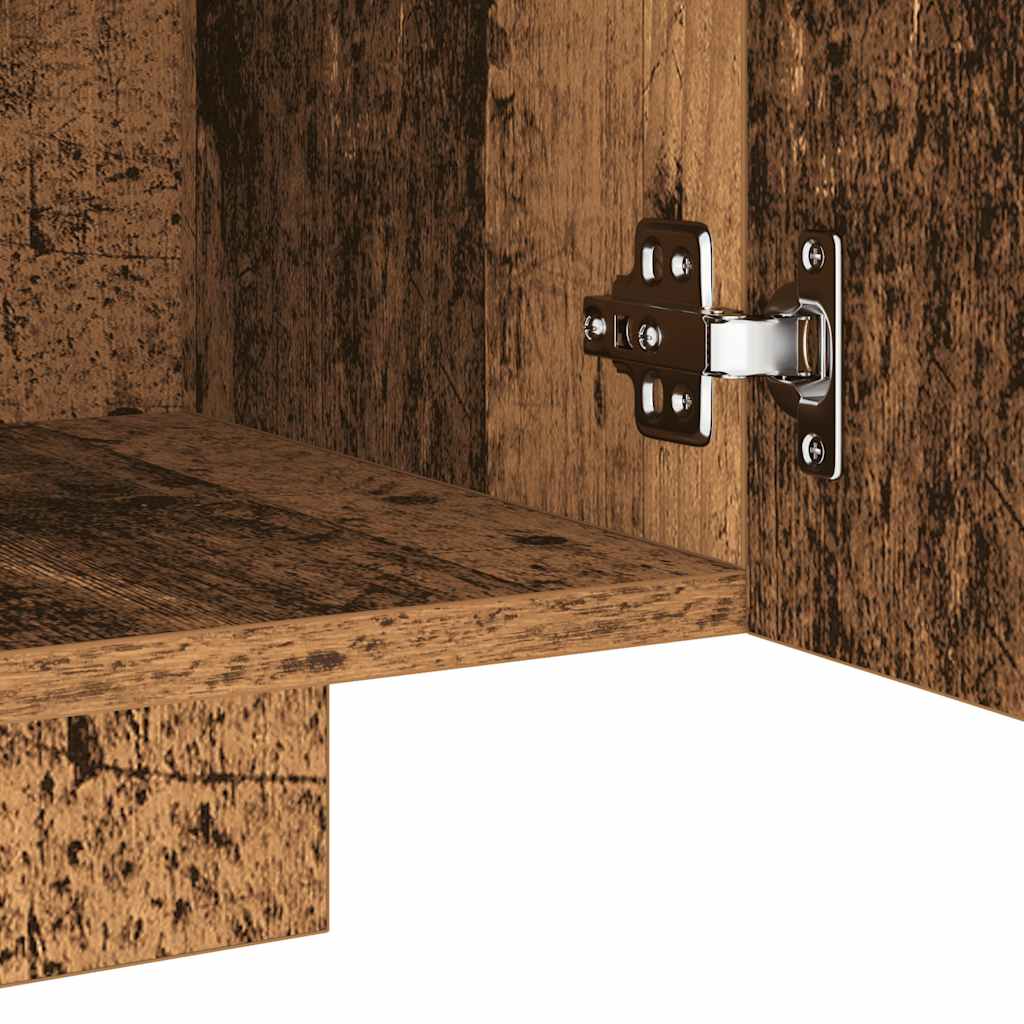 Tv-Benk Med Led-Lys Gammelt Tre 160X35X40 Cm Konstruert Tre