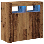 Skjenk Med Led-Lys Gammelt Tre 80X35X75 Cm Konstruert Tre
