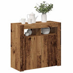Skjenk Med Led-Lys Gammelt Tre 80X35X75 Cm Konstruert Tre