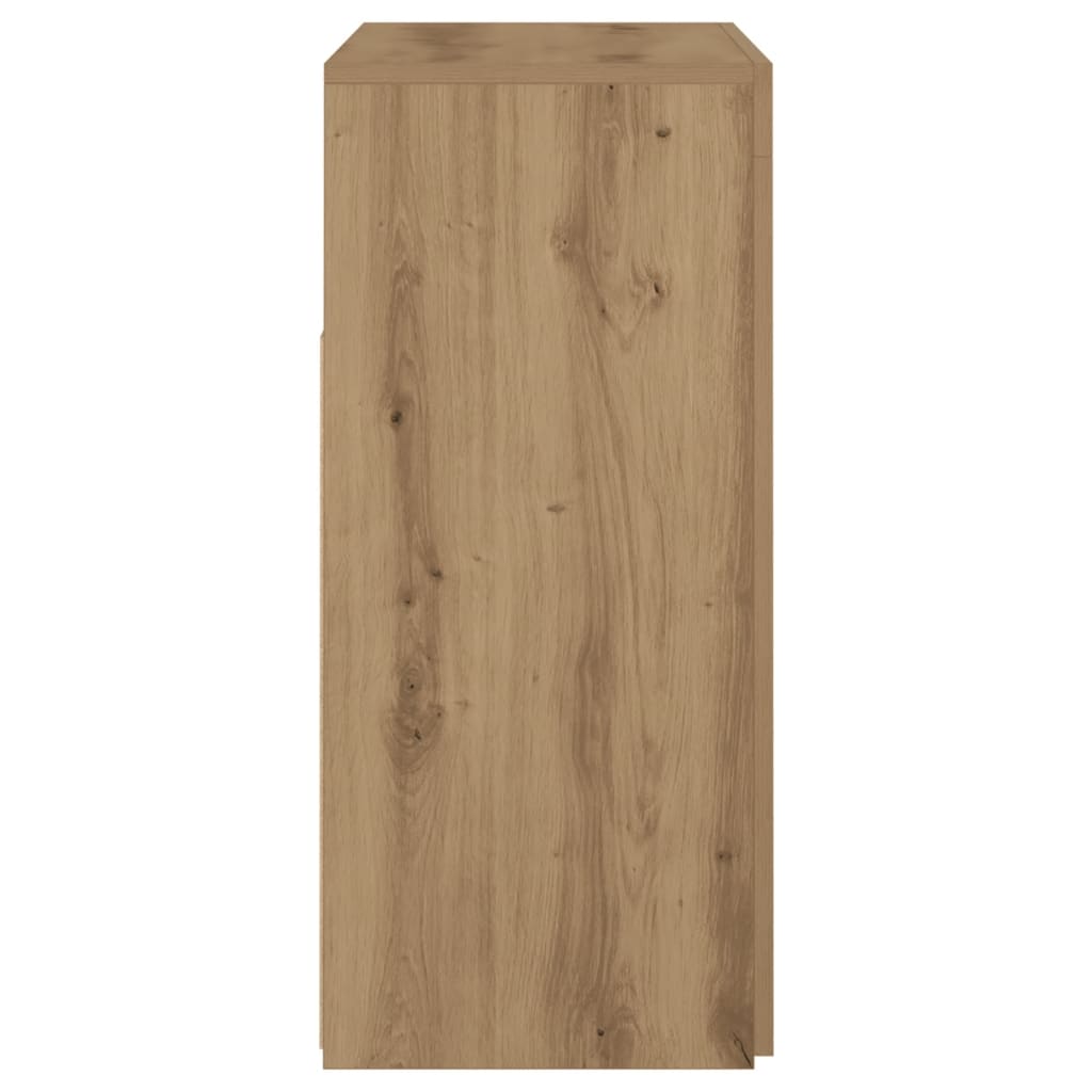 Skjenk Med Led-Lys Artisan Eik 80X35X75 Cm Konstruert Tre