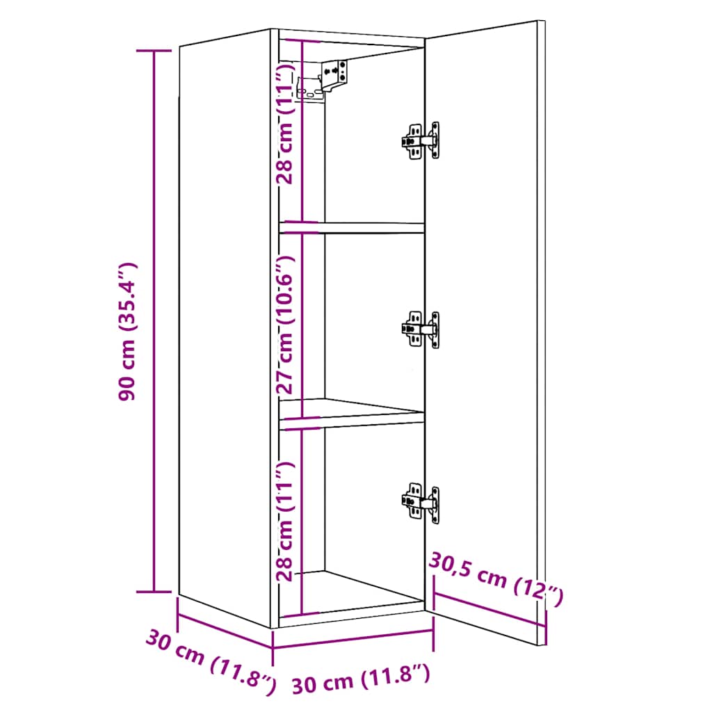 Tv-Benk Gammelt Tre 30,5X30X90 Cm Konstruert Tre