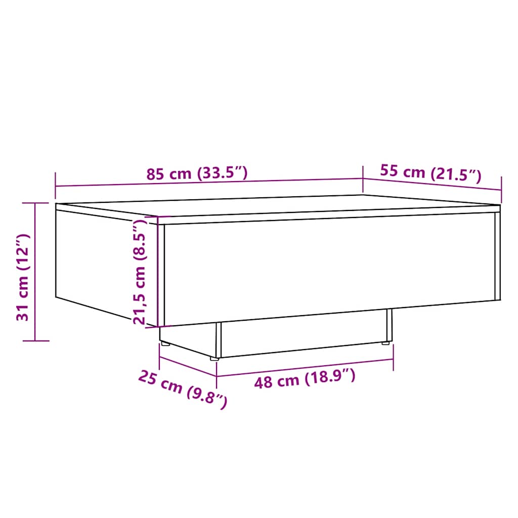 Salongbord Artisan Eik 85X55X31 Cm Konstruert Tre