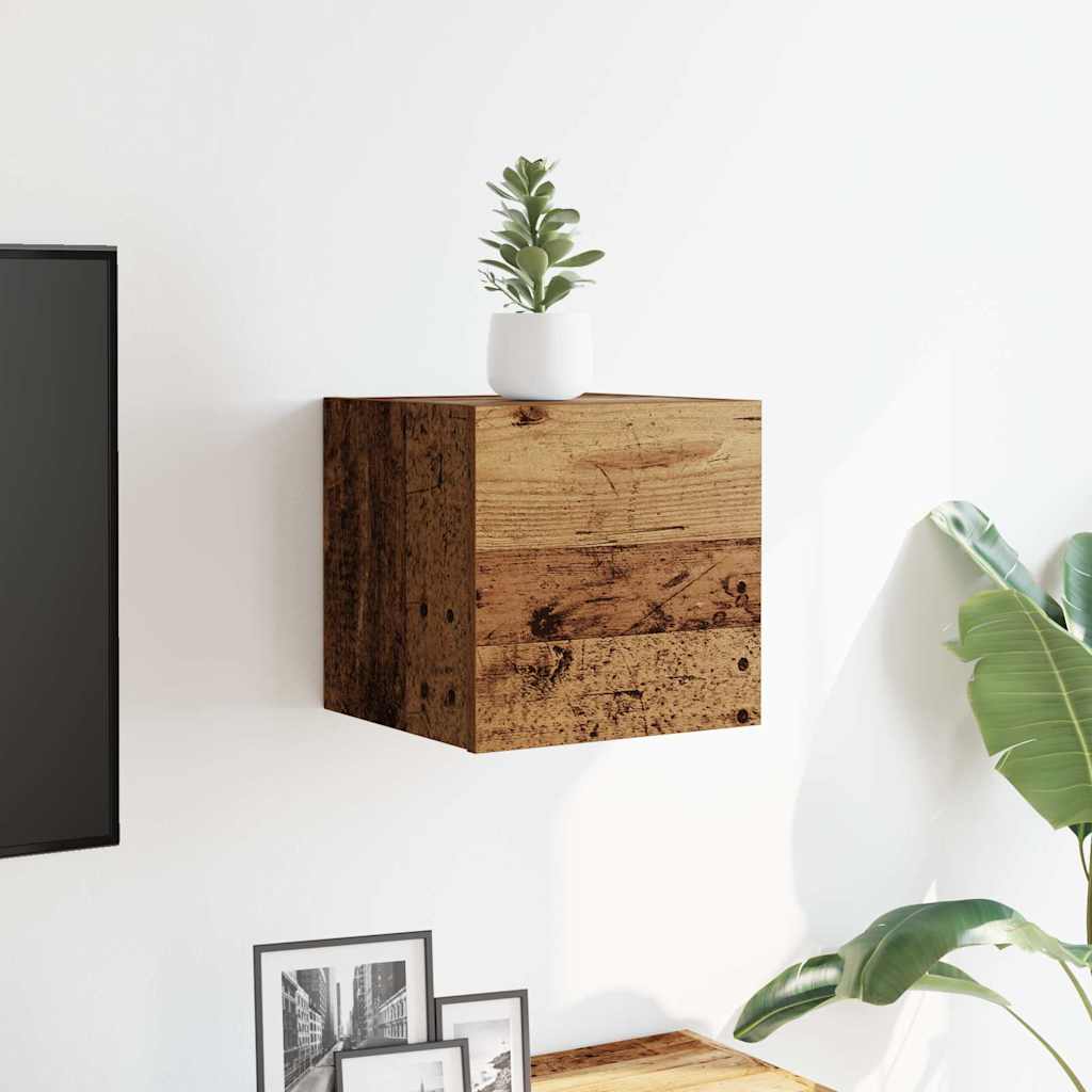Vegghengt Tv-Benk Gammelt Tre 30,5X30X30 Cm
