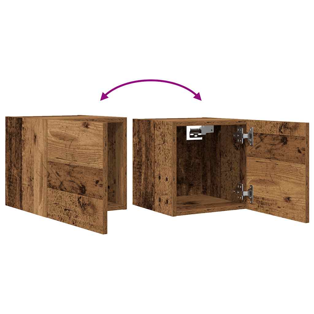 Vegghengt Tv-Benk Gammelt Tre 30,5X30X30 Cm