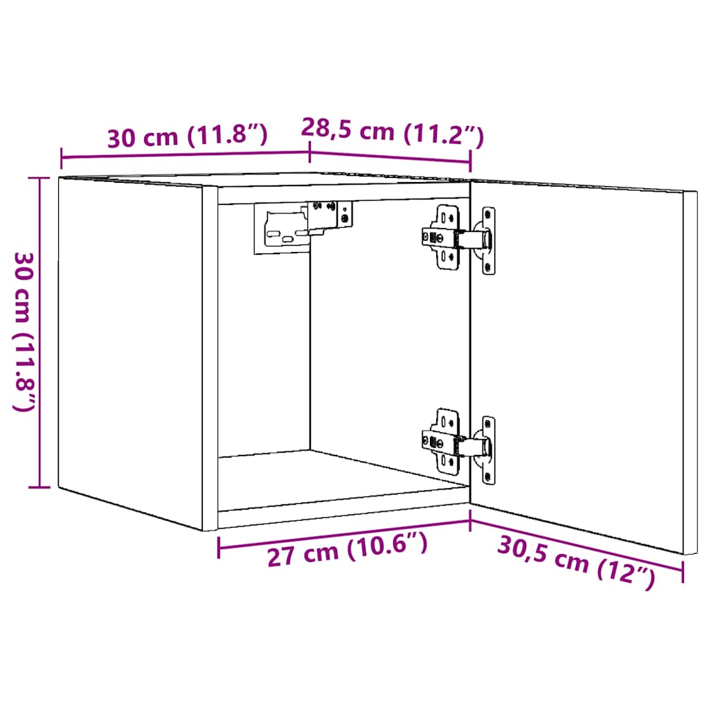 Vegghengt Tv-Benk Gammelt Tre 30,5X30X30 Cm