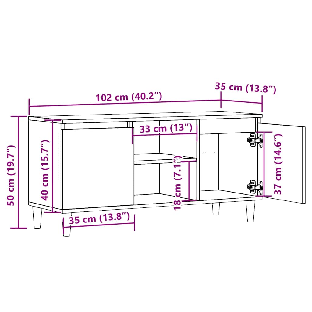 Tv-Benk Gammelt Tre 102X35X50 Cm Konstruert Tre
