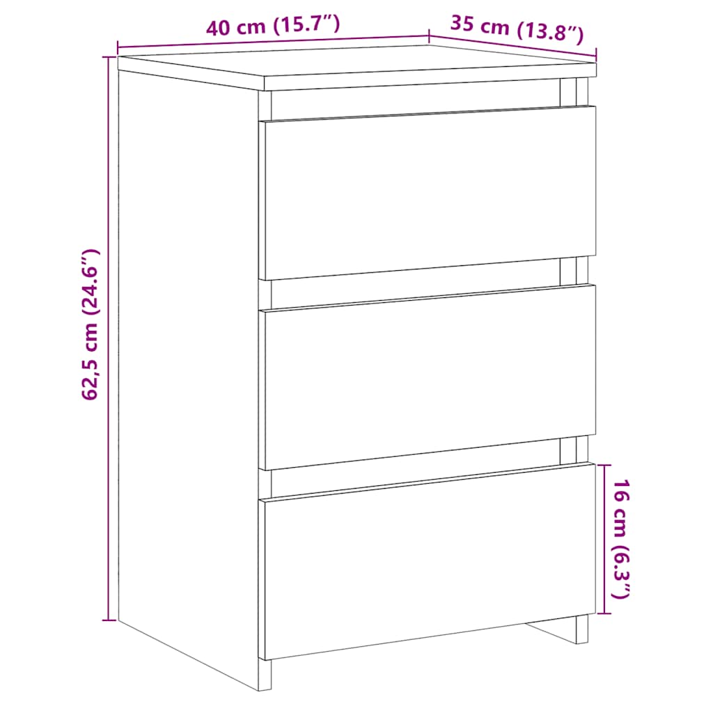 Nattbord Artisan Eik 40X35X62,5 Cm Konstruert Tre