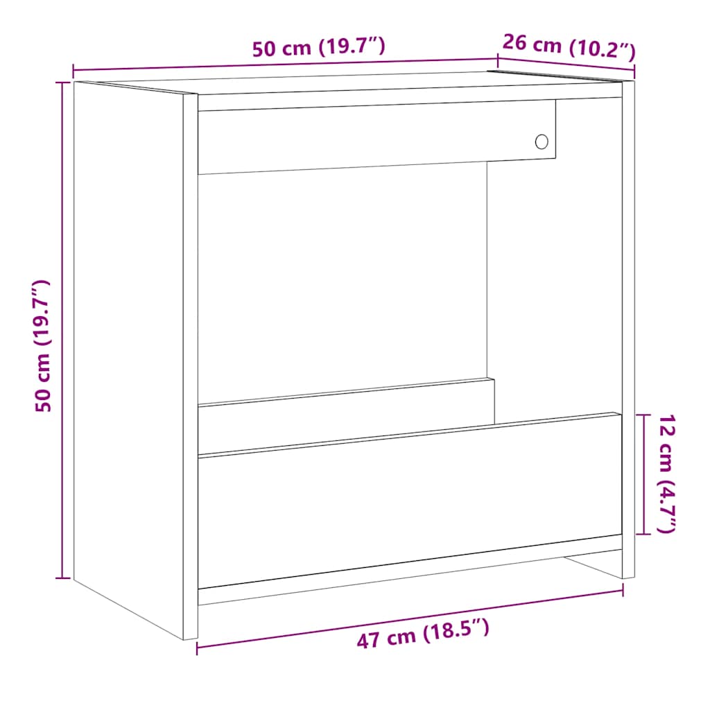 Sidebord Gammelt Tre 50X26X50 Cm Konstruert Tre
