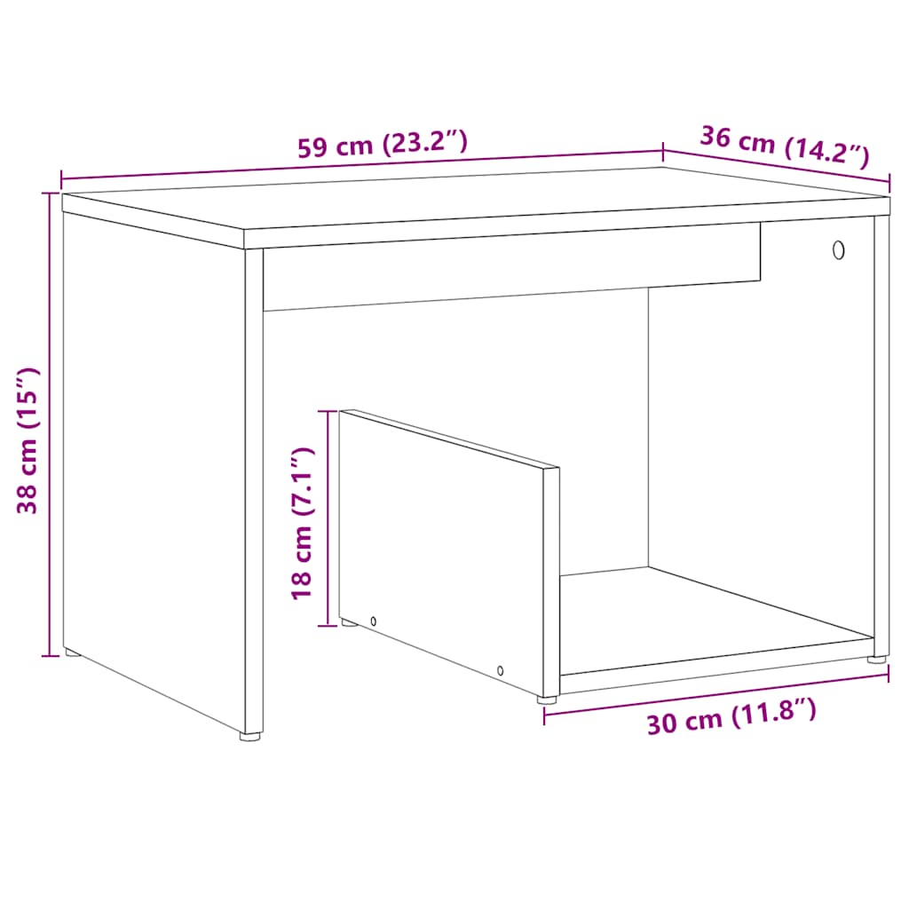Sidebord Artisan Eik 59X36X38 Cm Konstruert Tre