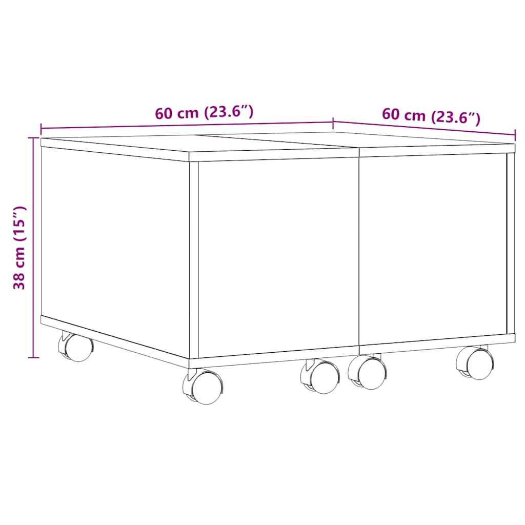 Salongbord Artisan Eik 60X60X38 Cm Konstruert Tre