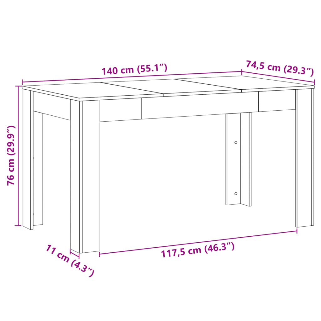 Spisebord Gammelt Tre 140X74,5X76 Cm Konstruert Tre