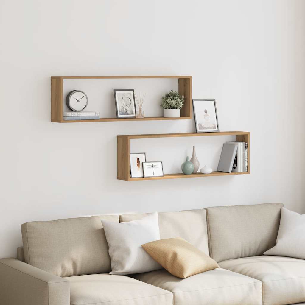 Vegghyller Kube 2 Stk Artisan Eik 100X15X30 Cm Konstruert Tre