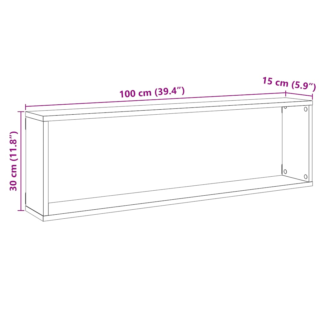 Vegghyller Kube 2 Stk Artisan Eik 100X15X30 Cm Konstruert Tre