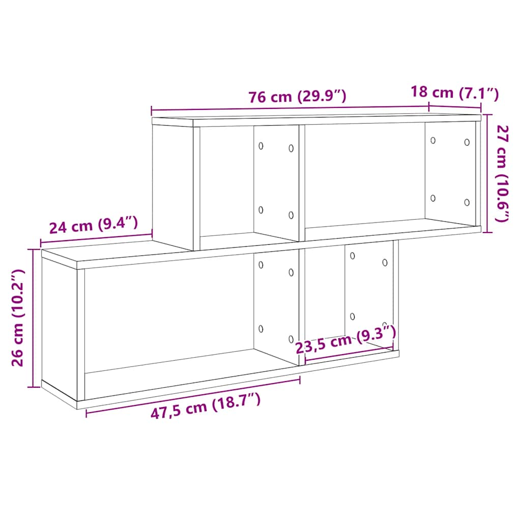 Vegghylle Artisan Eik 100X18X53 Cm Konstruert Tre