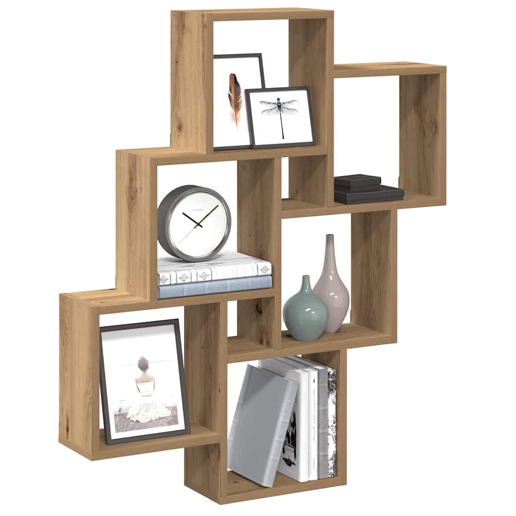 Vegghylle Kubeformet Artisan Eik 78X15X93 Cm Konstruert Tre