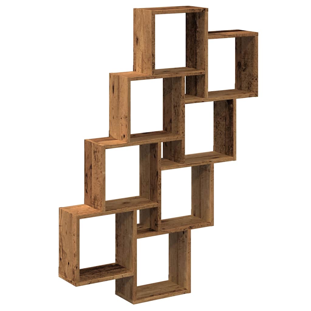 Vegghylle Kubeformet Gammelt Tre 90X15X119,5 Cm Konstruert Tre