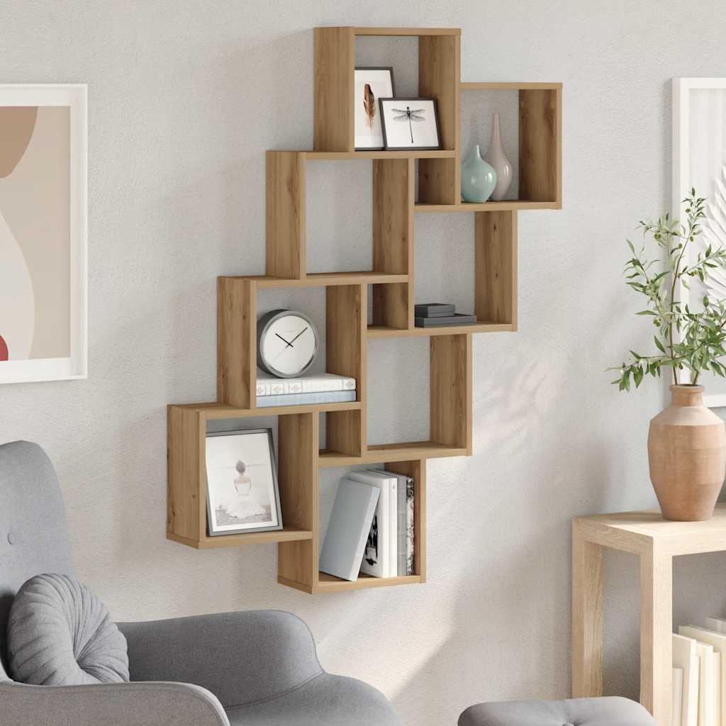 Vegghylle Kubeformet Artisan Eik 90X15X119,5 Cm Konstruert Tre