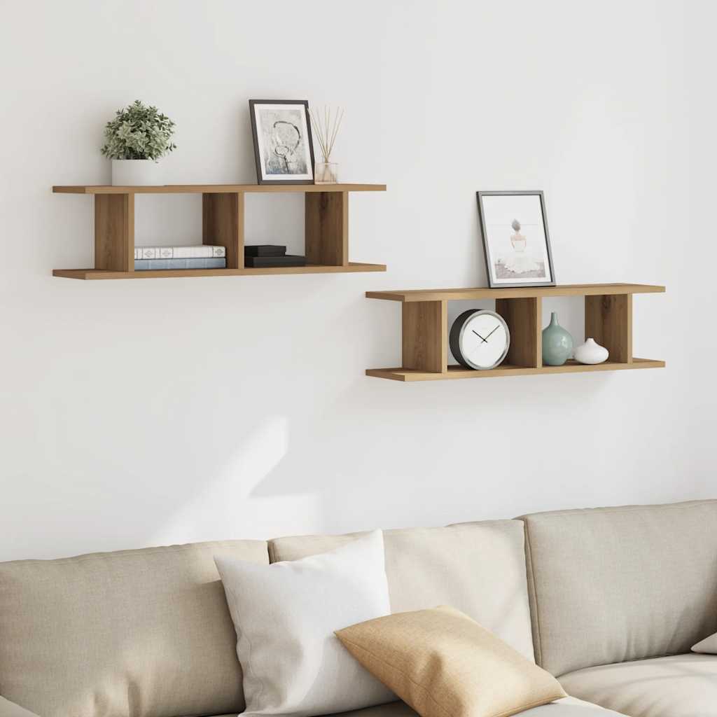 Vegghyller 2 Stk Artisan Eik 75X18X20 Cm Konstruert Tre