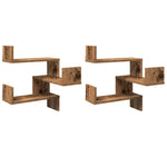 Vegg Hjørnehyller 2 Stk Gammelt Tre 40X40X49,5Cm Konstruert Tre