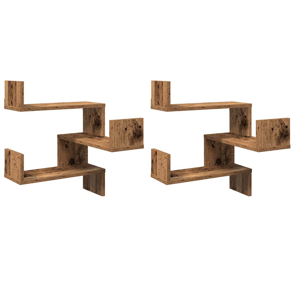 Vegg Hjørnehyller 2 Stk Gammelt Tre 40X40X49,5Cm Konstruert Tre