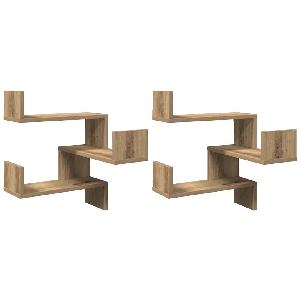Vegg Hjørnehyller 2 Stk Artisan Eik 40X40X49,5Cm Konstruert Tre