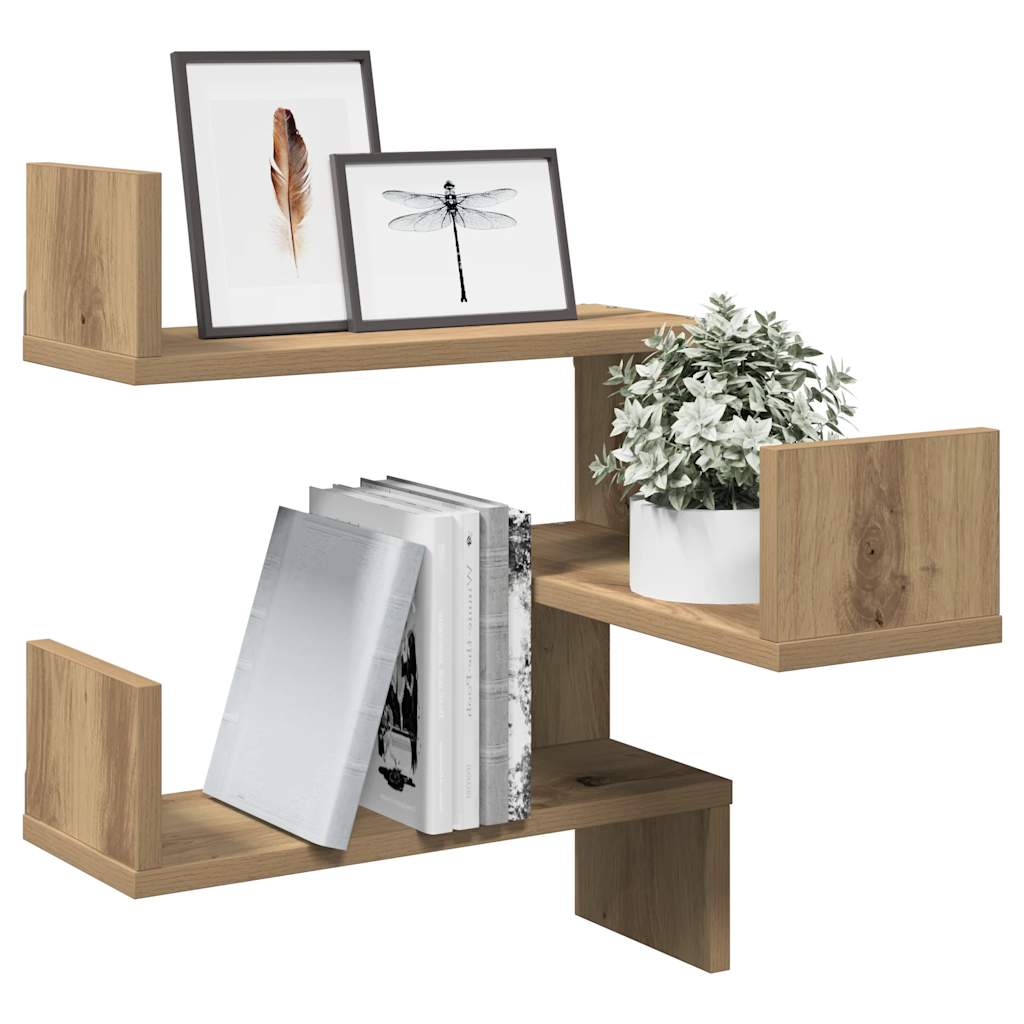 Vegg Hjørnehyller 2 Stk Artisan Eik 40X40X49,5Cm Konstruert Tre