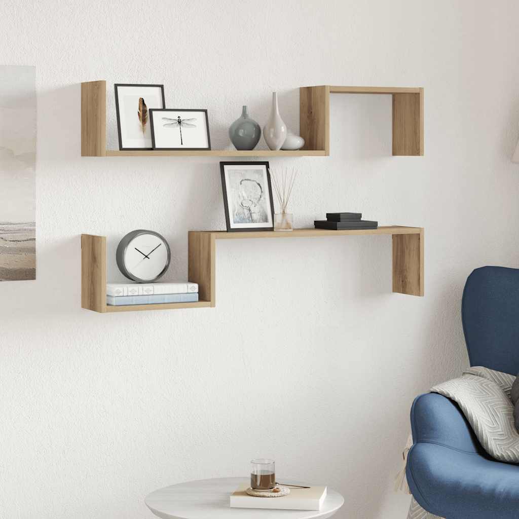 Vegghyller 2 Stk Artisan Eik 100X15X20 Cm Konstruert Tre