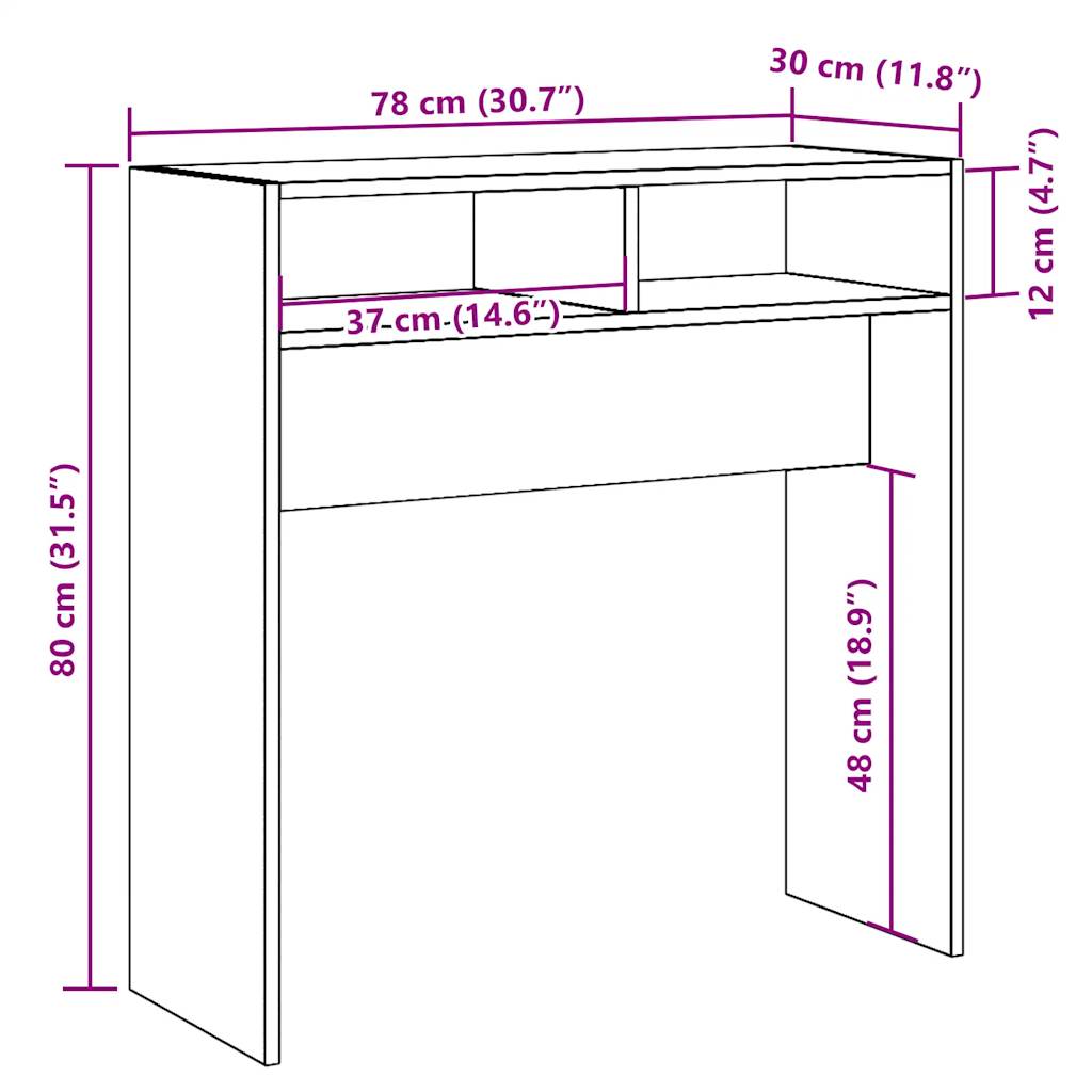 Konsollbord Gammelt Tre 78X30X80 Cm Konstruert Tre