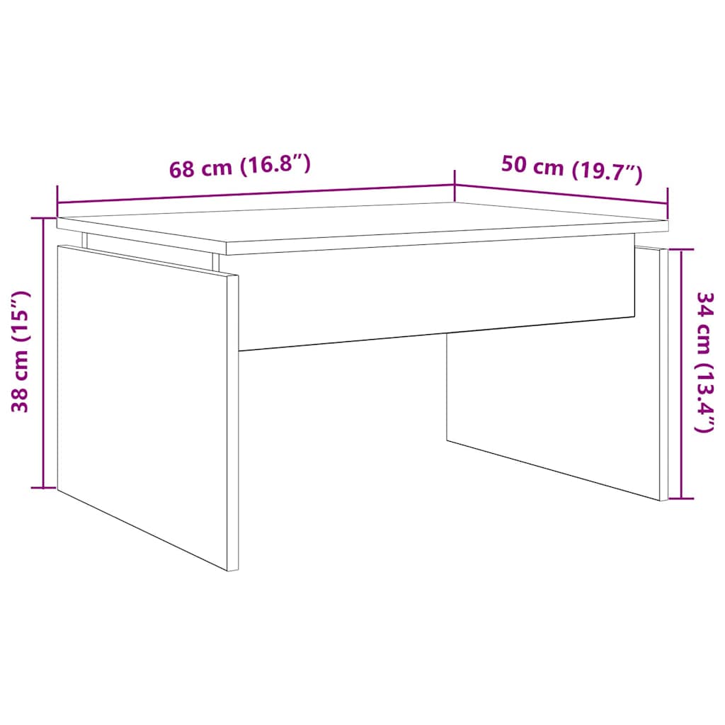 Salongbord Artisan Eik 68X50X38 Cm Konstruert Tre