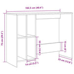 Skrivebord Gammelt Tre 102,5X35X75 Cm Konstruert Tre