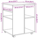 Rulleskap Gammelt Tre 60X53X72 Cm Konstruert Tre