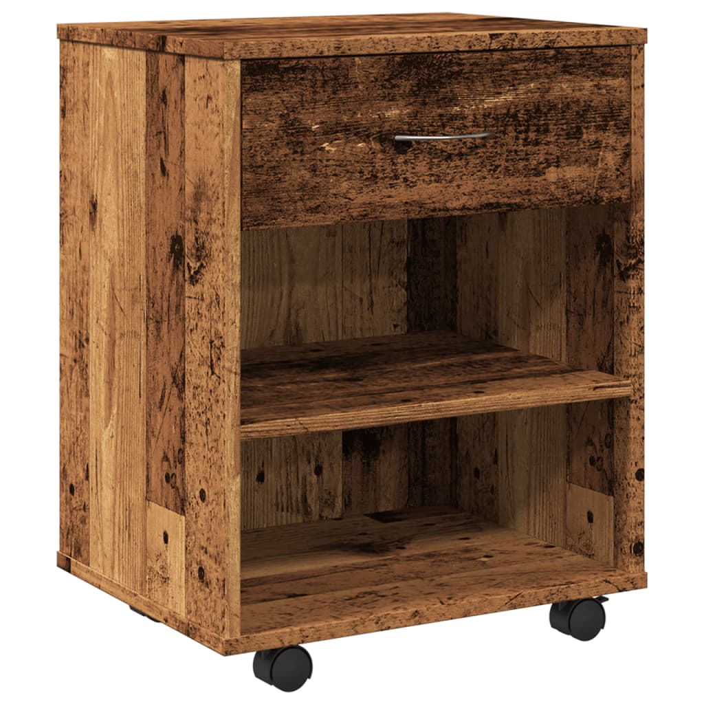 Rulleskap Gammelt Tre 46X36X59 Cm Konstruert Tre
