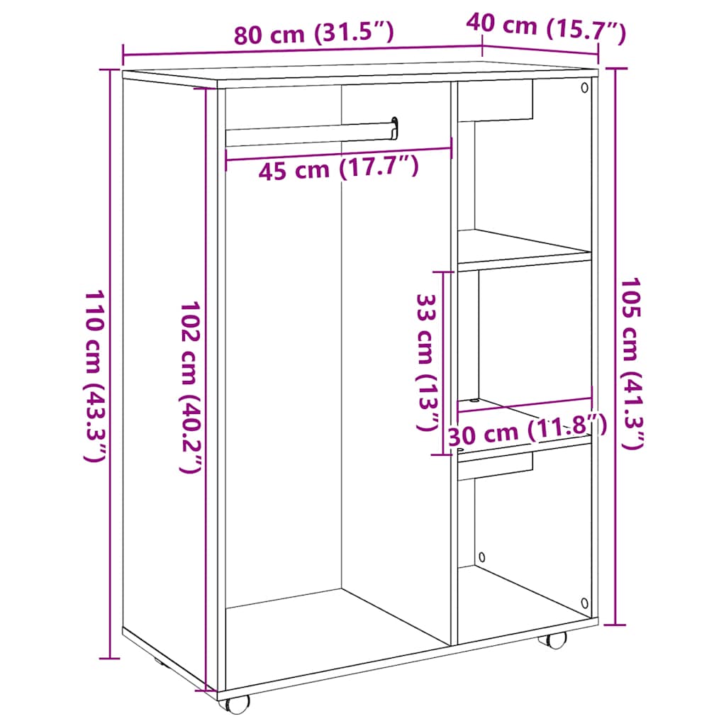 Garderobe Gammelt Tre 80X40X110 Cm Konstruert Tre