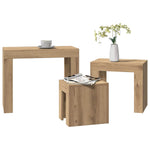 Stablebare Salongbord 3 Stk Artisan Eik Konstruert Tre
