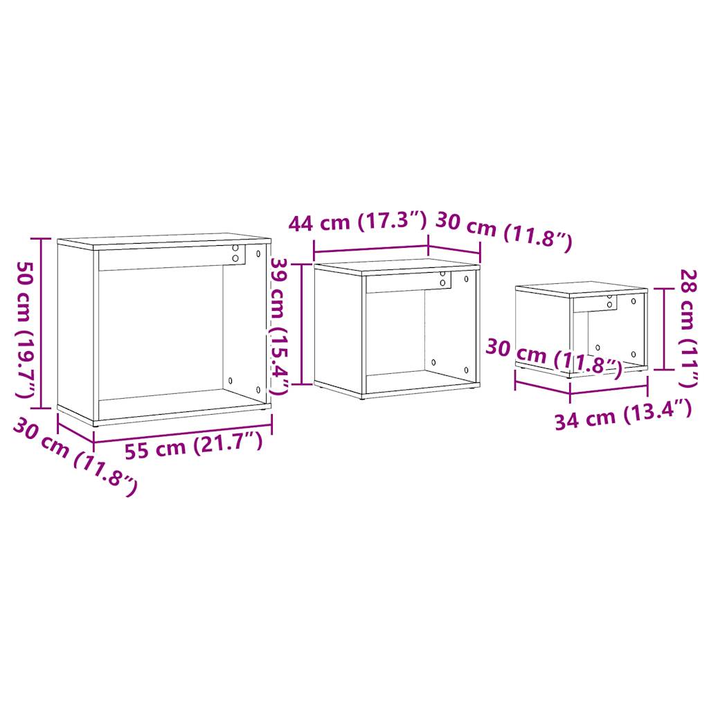 Stablebord 3 Stk Gammelt Tre Konstruert Tre