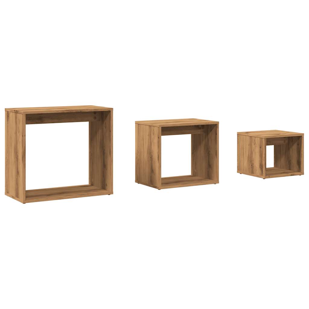 Stablebord 3 Stk Artisan Eik Konstruert Tre