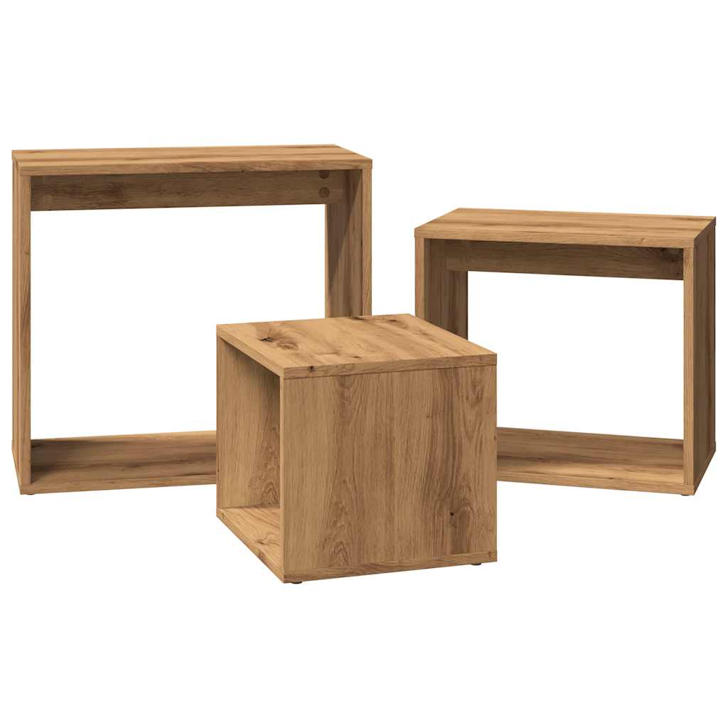Stablebord 3 Stk Artisan Eik Konstruert Tre