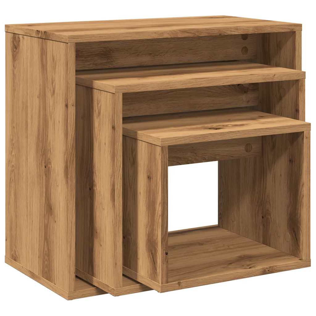 Stablebord 3 Stk Artisan Eik Konstruert Tre