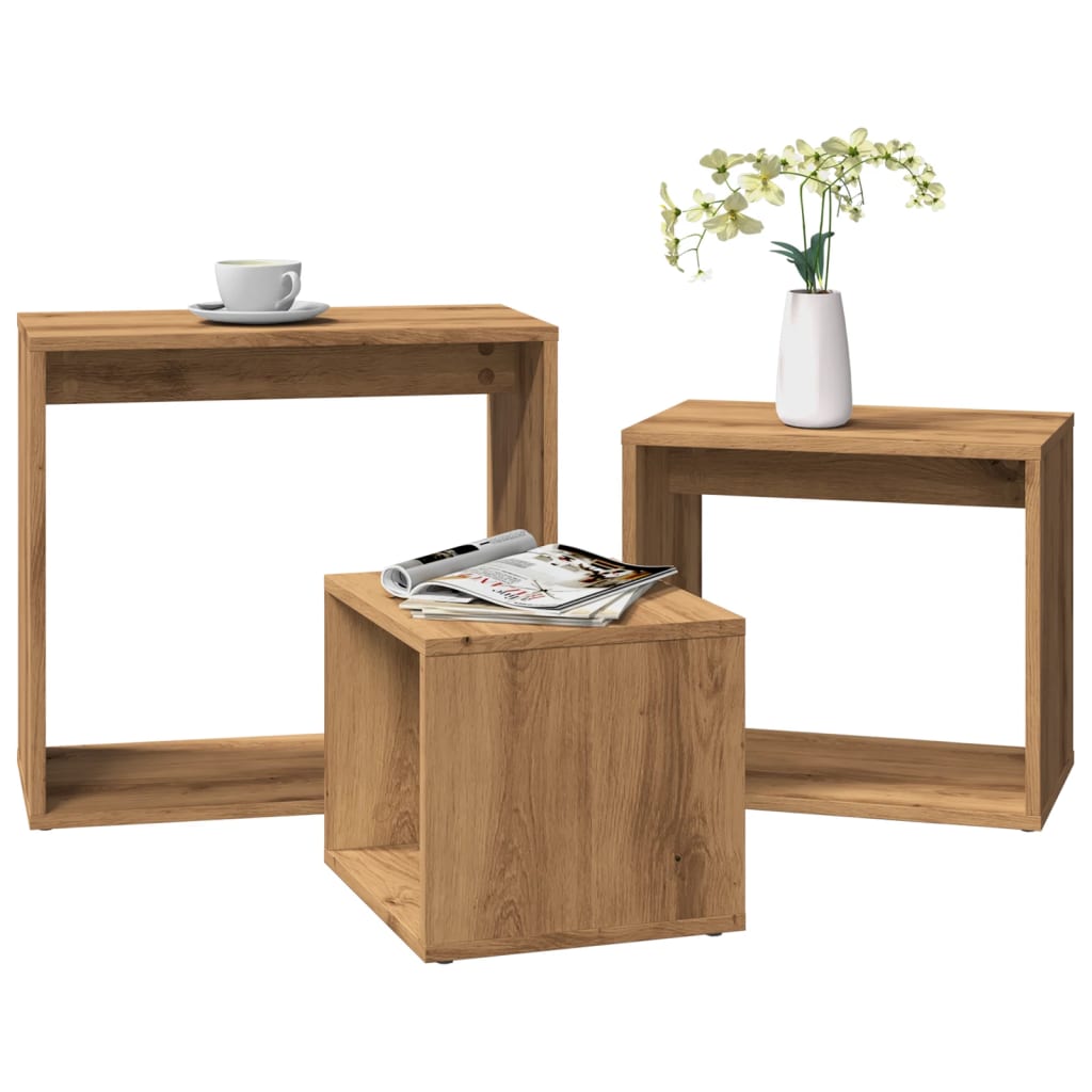 Stablebord 3 Stk Artisan Eik Konstruert Tre