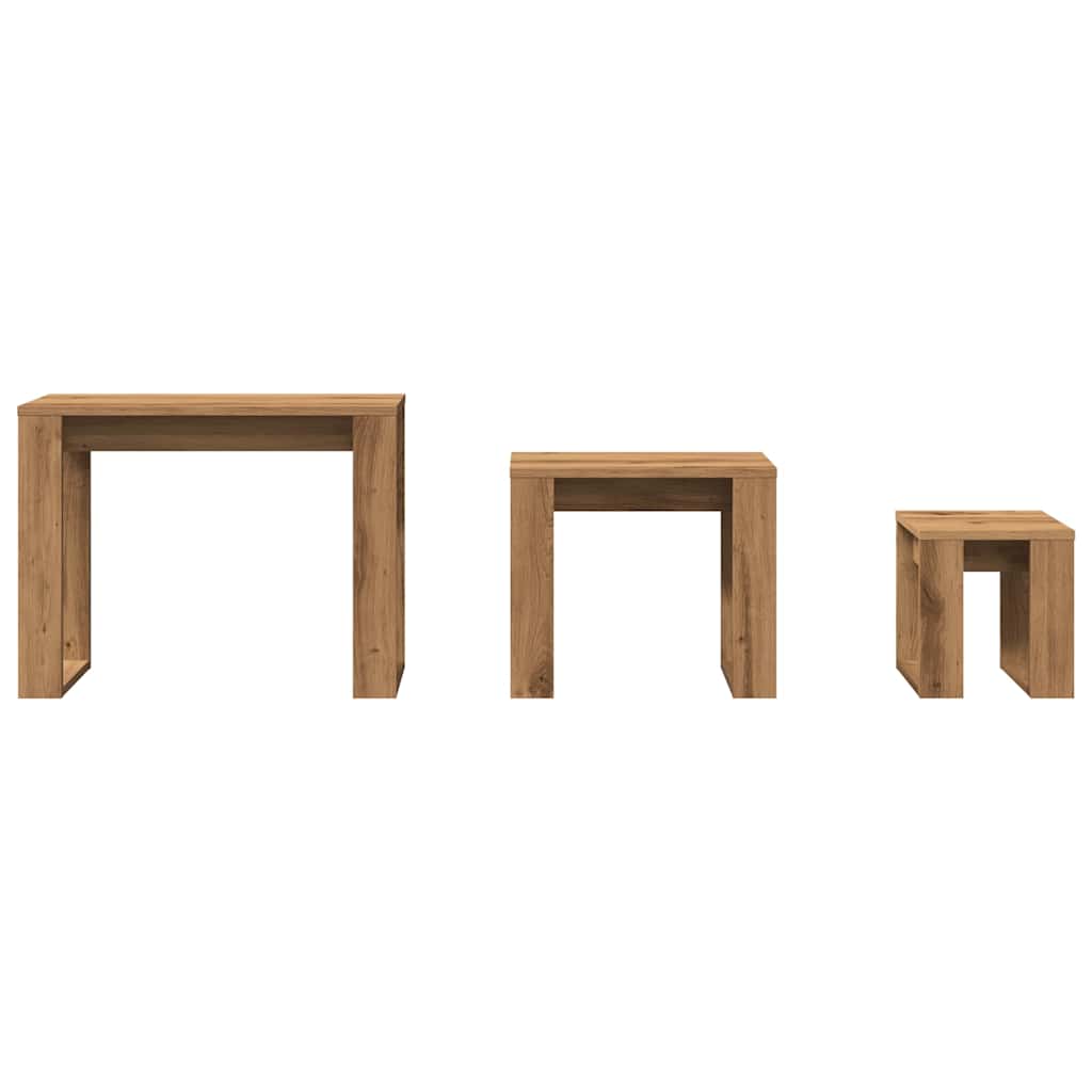 Stablebord 3 Stk Artisan Eik Konstruert Tre