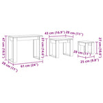 Stablebord 3 Stk Artisan Eik Konstruert Tre