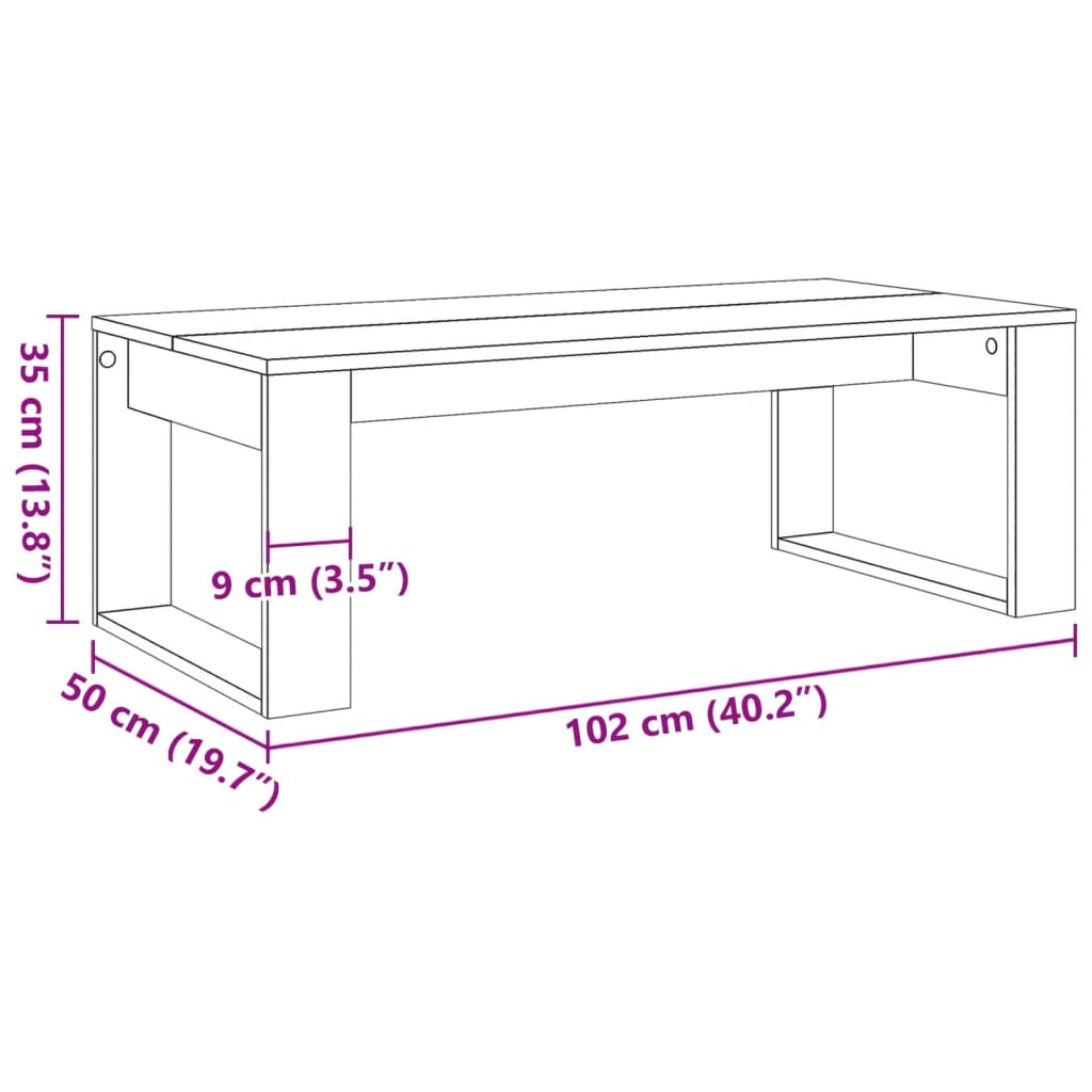 Salongbord Gammelt Tre 102X50X35 Cm Konstruert Tre