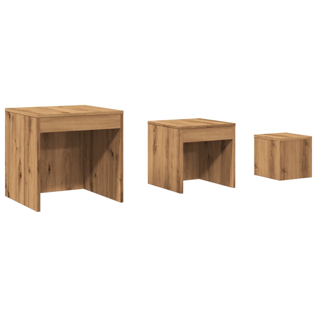 Stablebord 3 Stk Artisan Eik Konstruert Tre