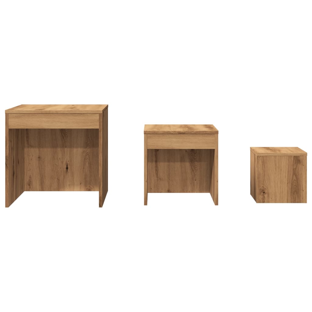 Stablebord 3 Stk Artisan Eik Konstruert Tre