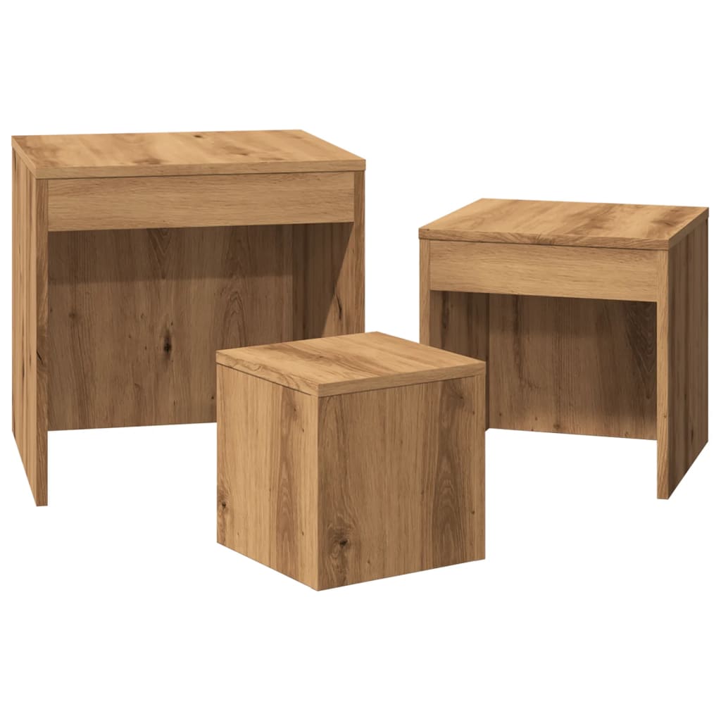 Stablebord 3 Stk Artisan Eik Konstruert Tre