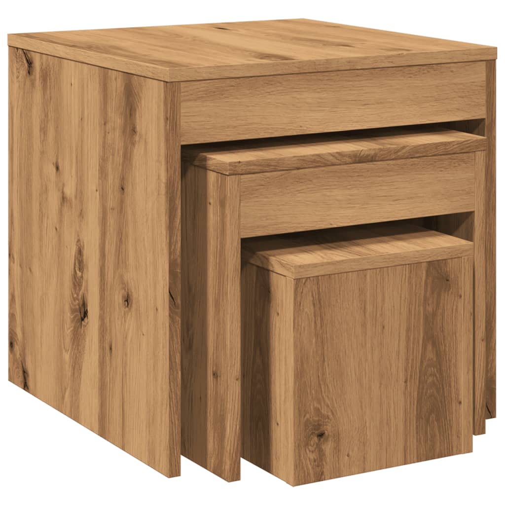 Stablebord 3 Stk Artisan Eik Konstruert Tre