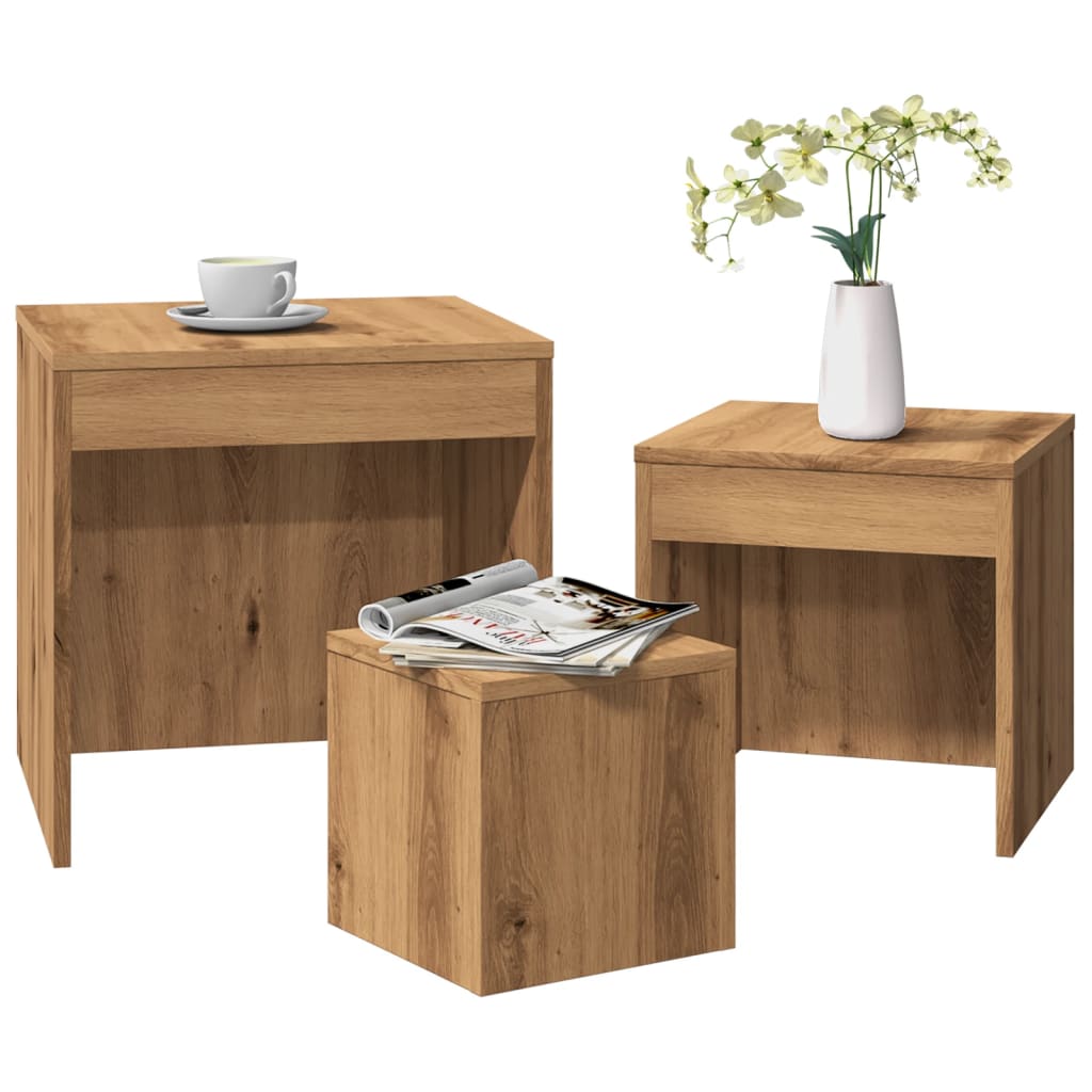 Stablebord 3 Stk Artisan Eik Konstruert Tre