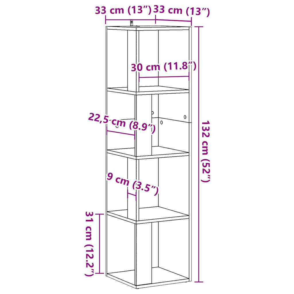 Hjørneskap Gammelt Tre 33X33X132 Cm Konstruert Tre