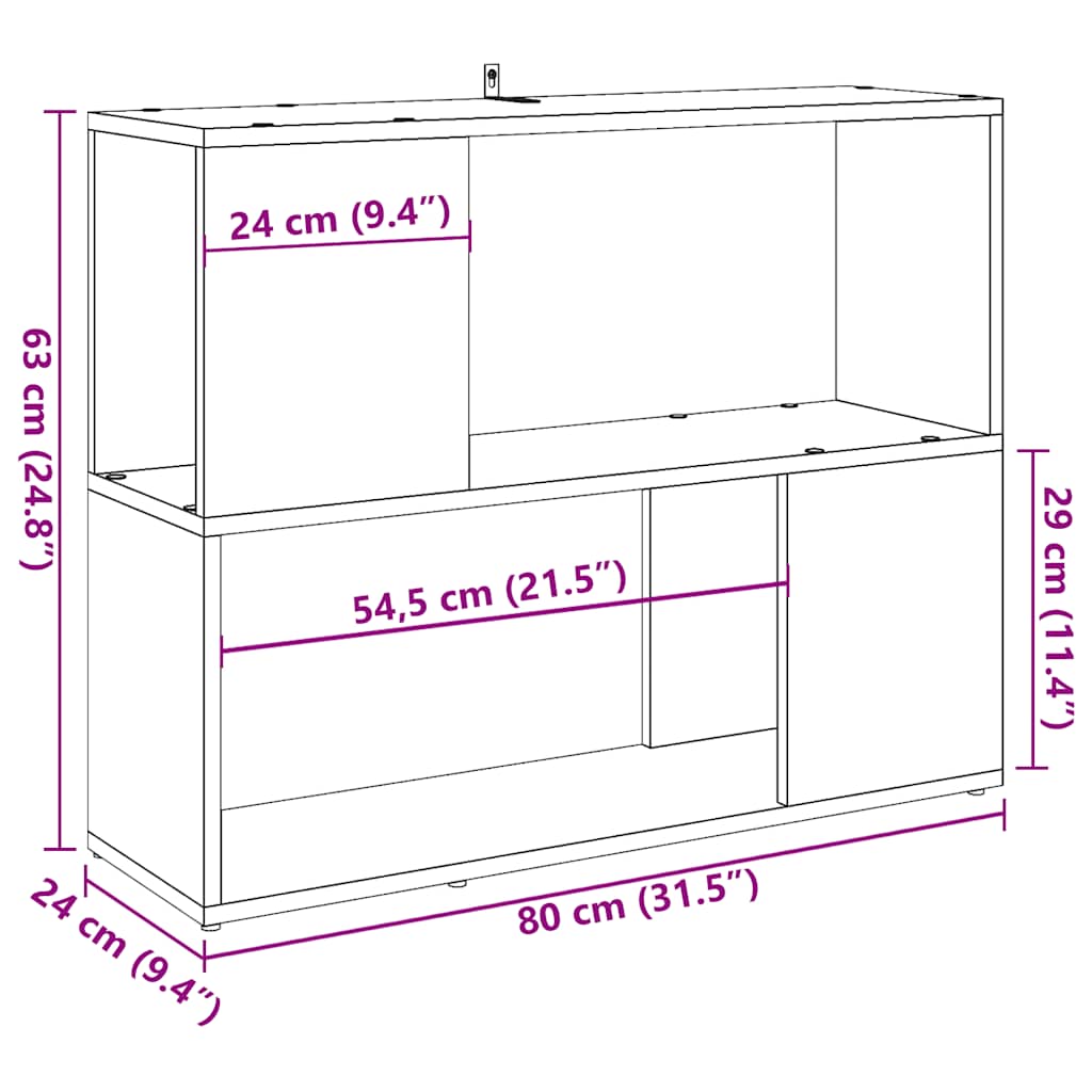 Bokhylle/Romdeler Artisan Eik 80X24X63 Cm